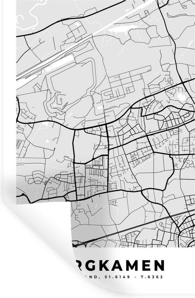 MuchoWow Wandtattoo Wandsticker Wandaufkleber Bergkamen- Stadtplan - Deutschland - Karte 60x90 cm Selbstklebend und Repositionierbar - Sticker - ...