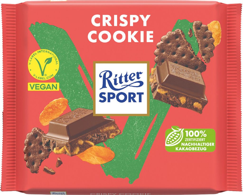 Ritter Sport Vegan Crispy Cookie mit Mandelmehl Packung 100g