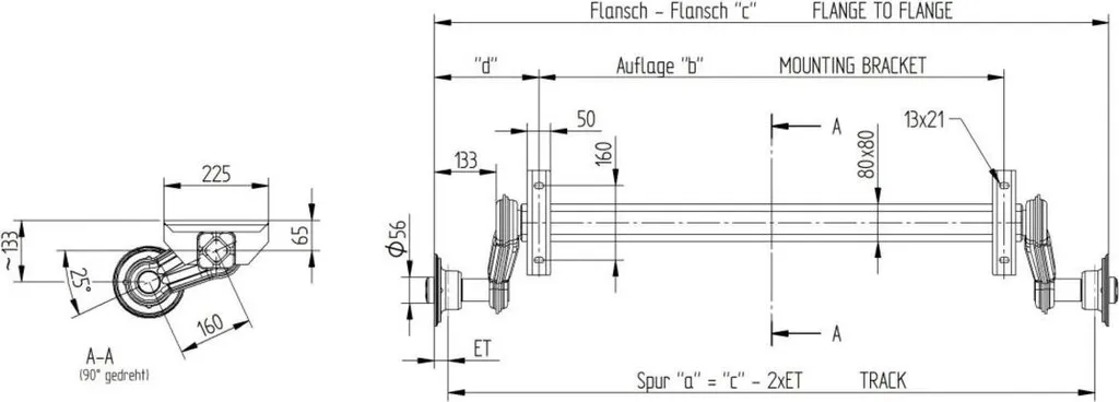 Essieu Knott 1350 kg pour fabriquer ou réparer une remorque - 3