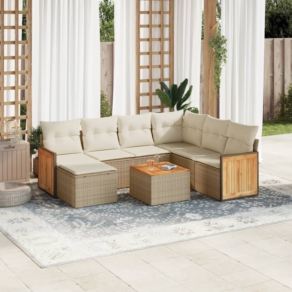 Maison Exclusive - 8-tlg. Garten-Sofagarnitur mit Kissen Beige Poly Rattan