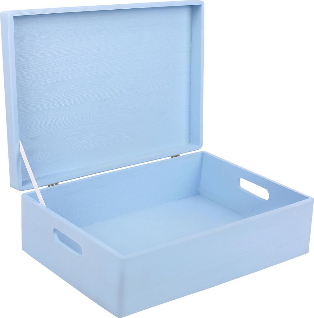 Creative Deco Boite de Rangement en Bois Bleu 40 x 30 x 14 Image du produit 
