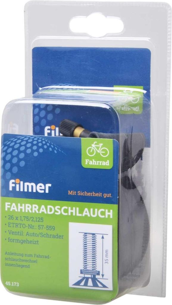 Filmer 45.173 Fahrradschlauch 26x1,75/2,125 Autoventil Produktbild 