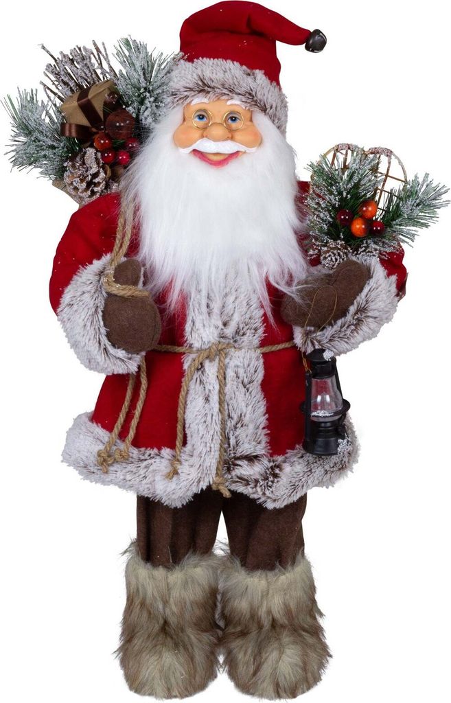 Weihnachtsmann Deko Figur Linus 60cm groß stehend rot-braun