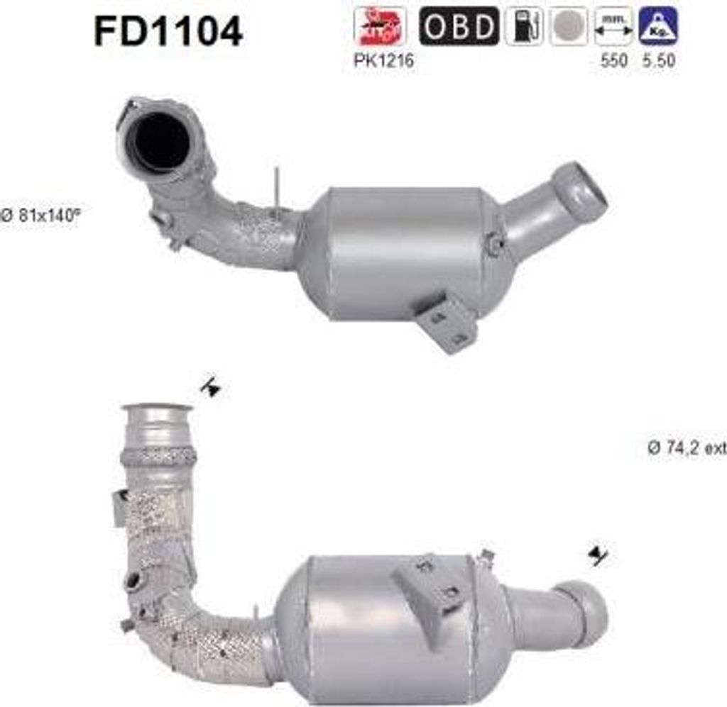 AS FD1104 Dieselpartikelfilter Rußpartikelfilter DPF passend für MERCEDES-BENZ C-Klasse Limousine (W204) Abgasanlage Diesel