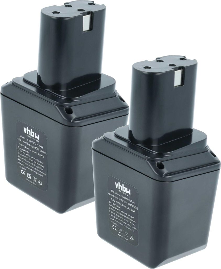 vhbw 2x Akku Ersatz für Bosch 3607300500, 2607335501, 3 607 300 500, 2607335176, 2 607 335 501, 2 607 335 176 für Werkzeug (3000 mAh, NiMH, 9,6 V)