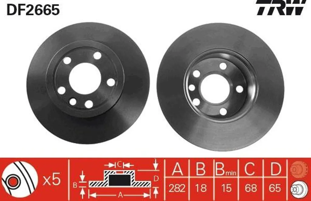 Disque de frein avant plein TRW pour Transporter IV OE 701615301E