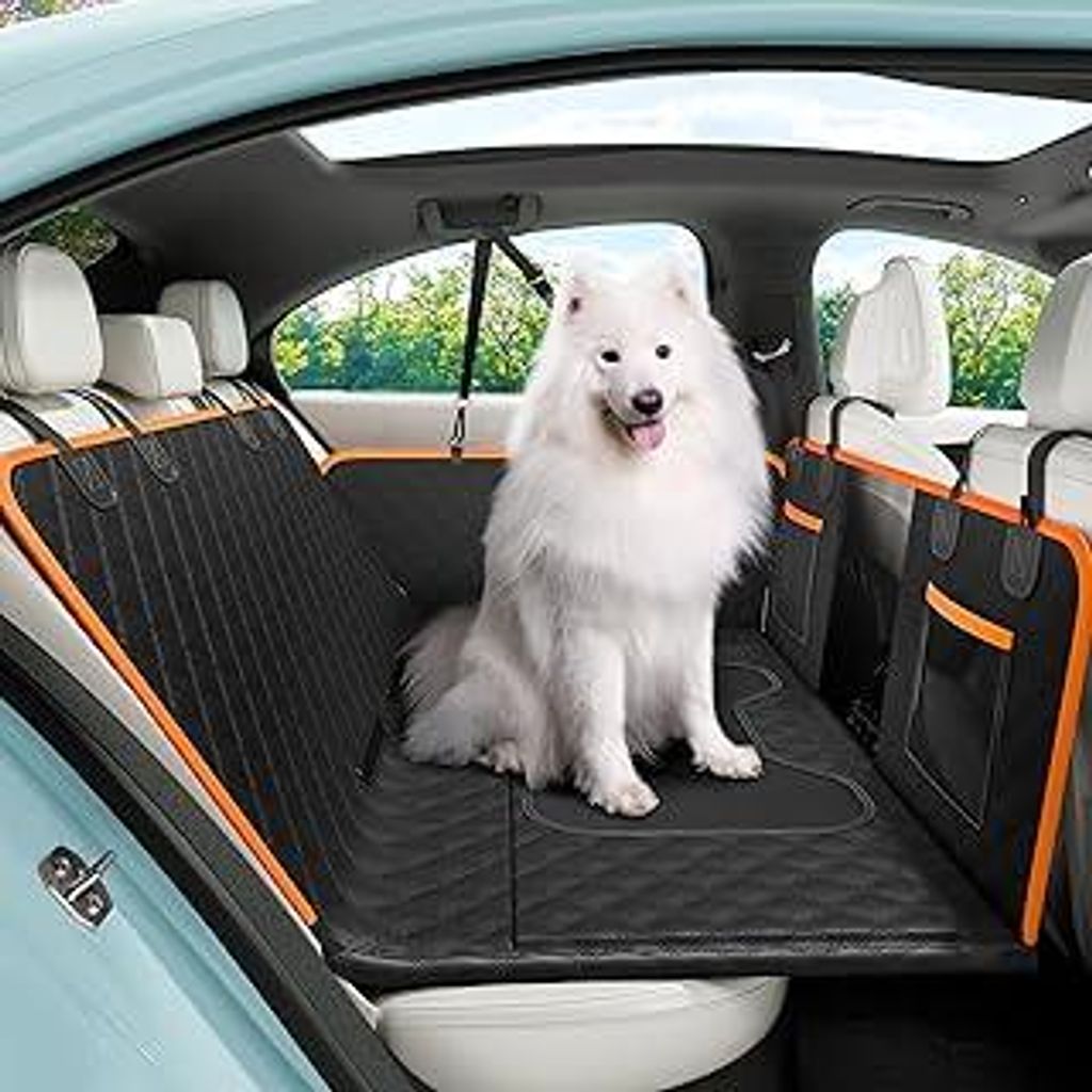 pecute Hundedecke Auto Rückbank mit Harter Unterseite- Wasserdicht und rutschfest Hundesitzbezug, Hunde-Sicherheitsgurt für SUV, LKW, Dog Car Sea...