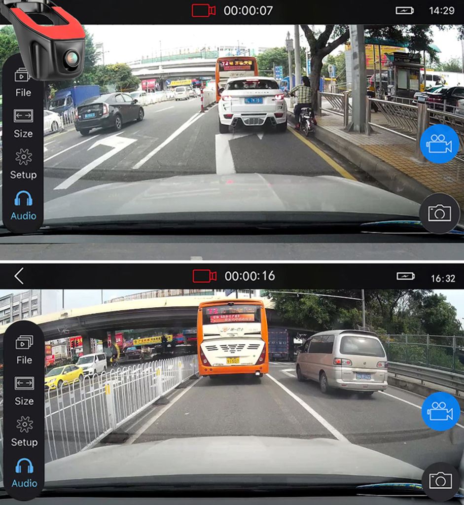 Dashcam kamera do auta 170° zorné pole USB 1080P 1920x1080 Obrázek produktu 13