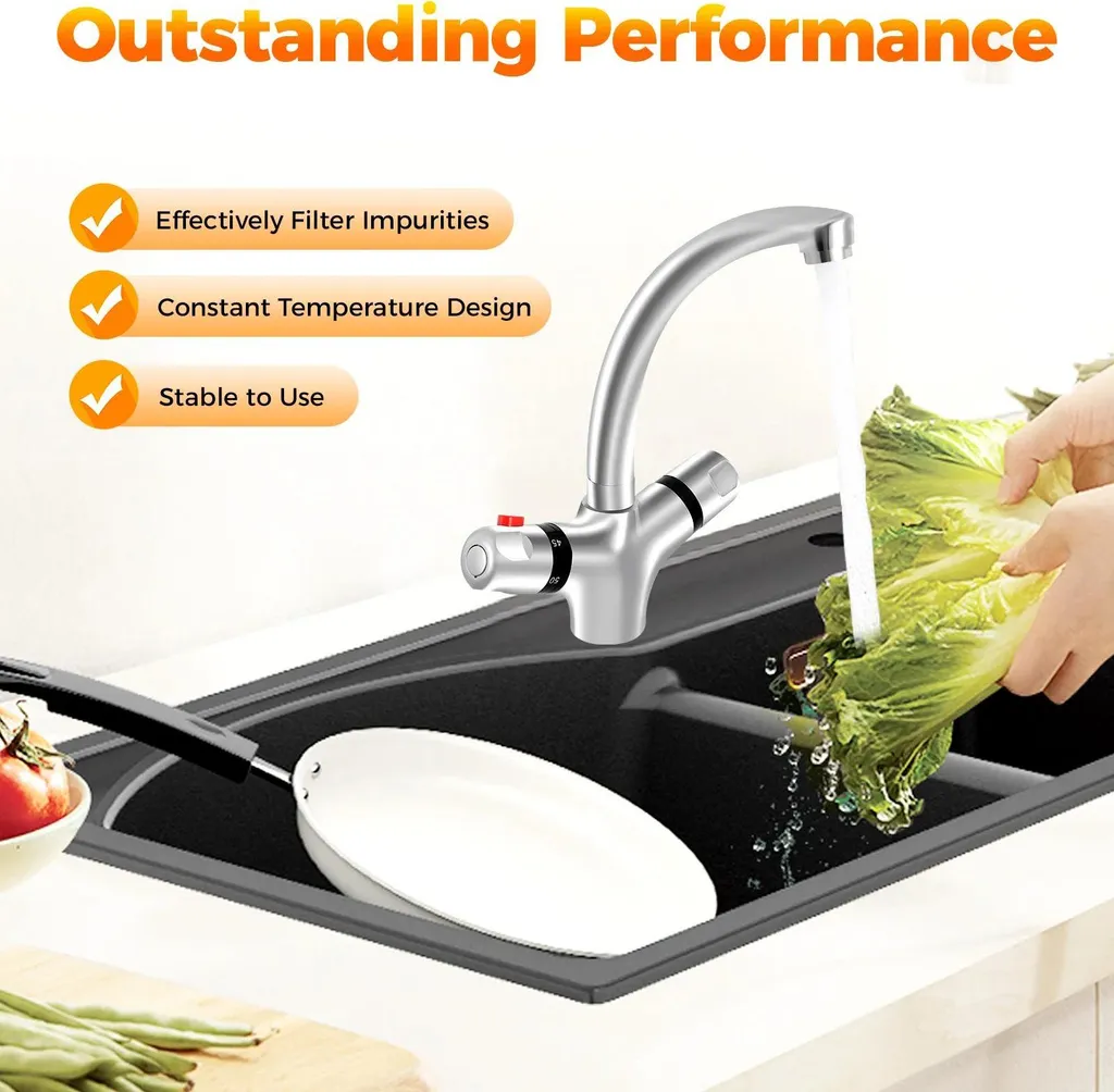 Miscelatore Termostatico Ottone Professionale - Rubinetto 2 Manopole - 10