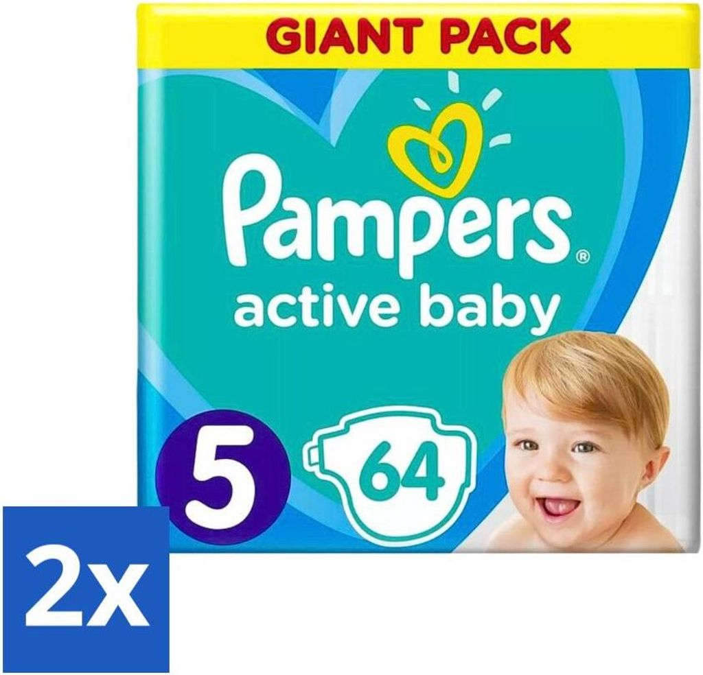 Pampers - Active Baby - Windeln - Größe 5 (11-16 kg) - Weiche Passform - 64 Windeln - Vorteilspack - 2 Stücke