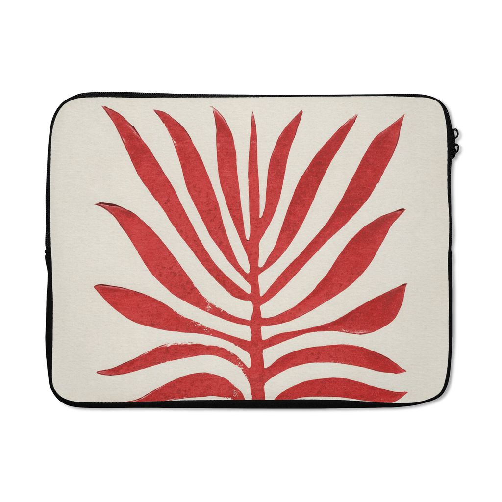 MuchoWow Laptop Hülle 17 Zoll Laptoptasche Pflanze - Rot - Blätter - Abstrakt - Zipper - Schutzabdeckung