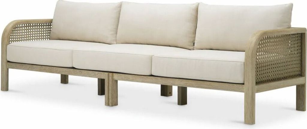 Casa Padrino Luxus Teakholz Garten Sofa Sandfarben / Beige 283 cm - Garten Möbel