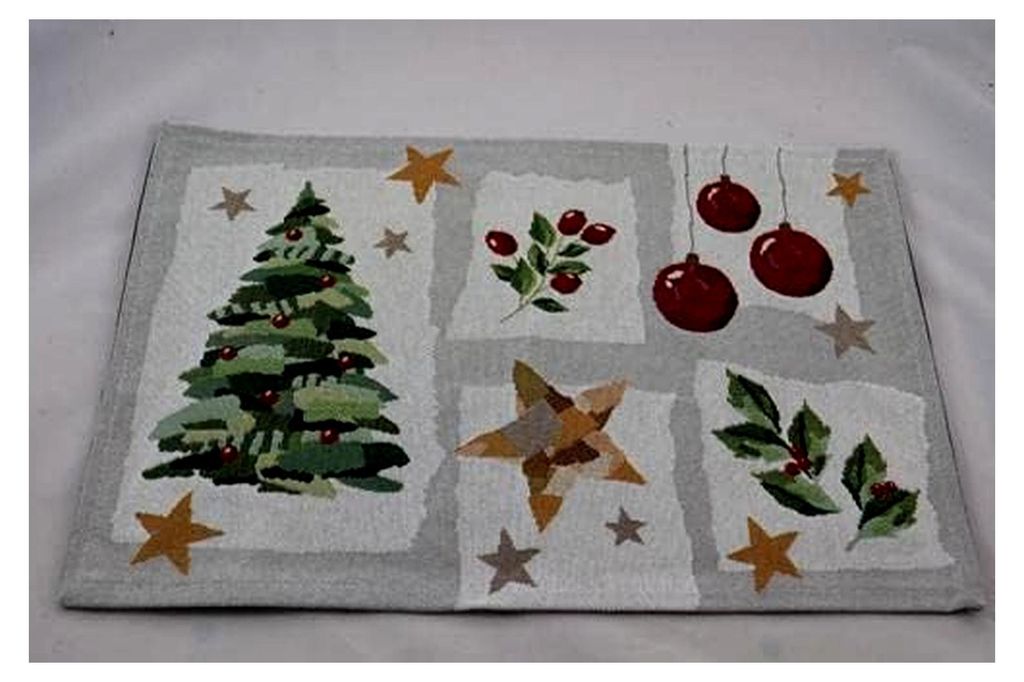 Tischset Platzset My Christmas Gobelin Weihnachten 32 x 48cm Artikel 97464 Fb. 40 Weiss grau rot Baum Stern Zweig