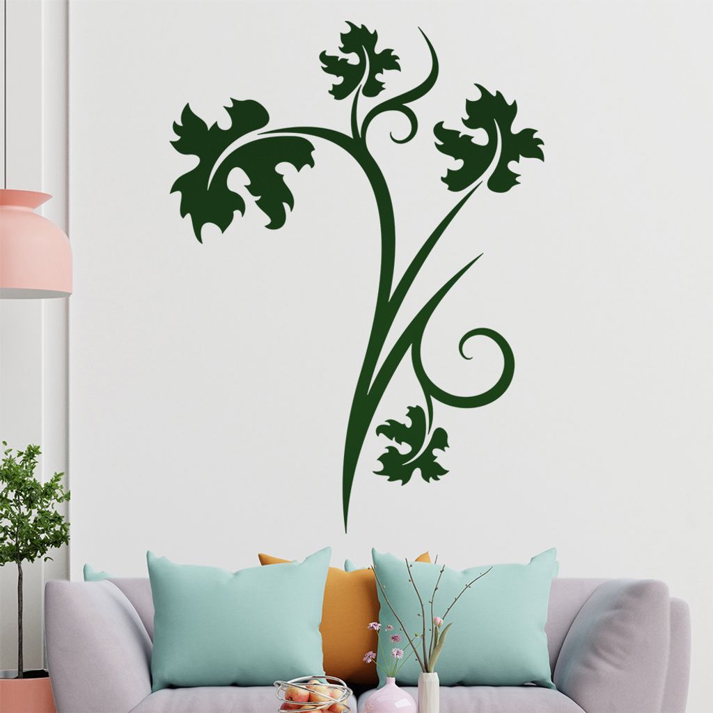 Blätter - Linien Wandtattoo in 6 Größen - Wandaufkleber Wall Sticker - Dekoration, Küche, Wohnzimmer, Schlafzimmer, Badezimmer
