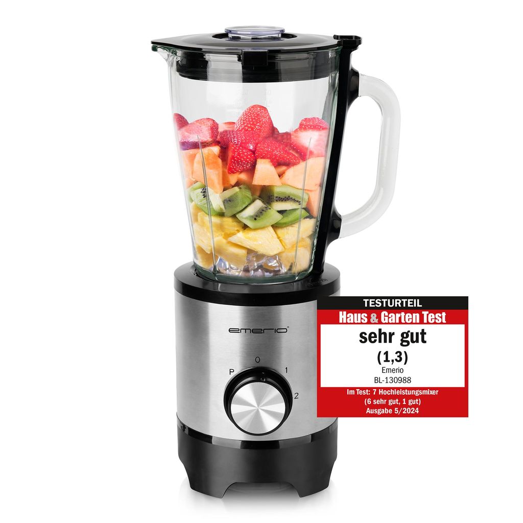Emerio Blender BL-130988 – 1,5 L – 500 W – Glazen Kan – RVS Productafbeelding 