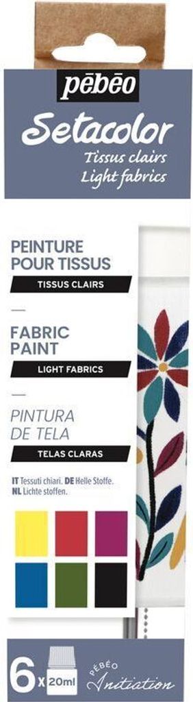 Set mit 6 Farben Setacolor für helle Stoffe - 6 x 20 ml