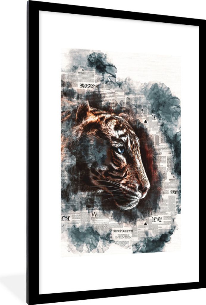 MuchoWow® MuchoWow® Gerahmtes Poster Tiger - Zeitungen - Produktbild 
