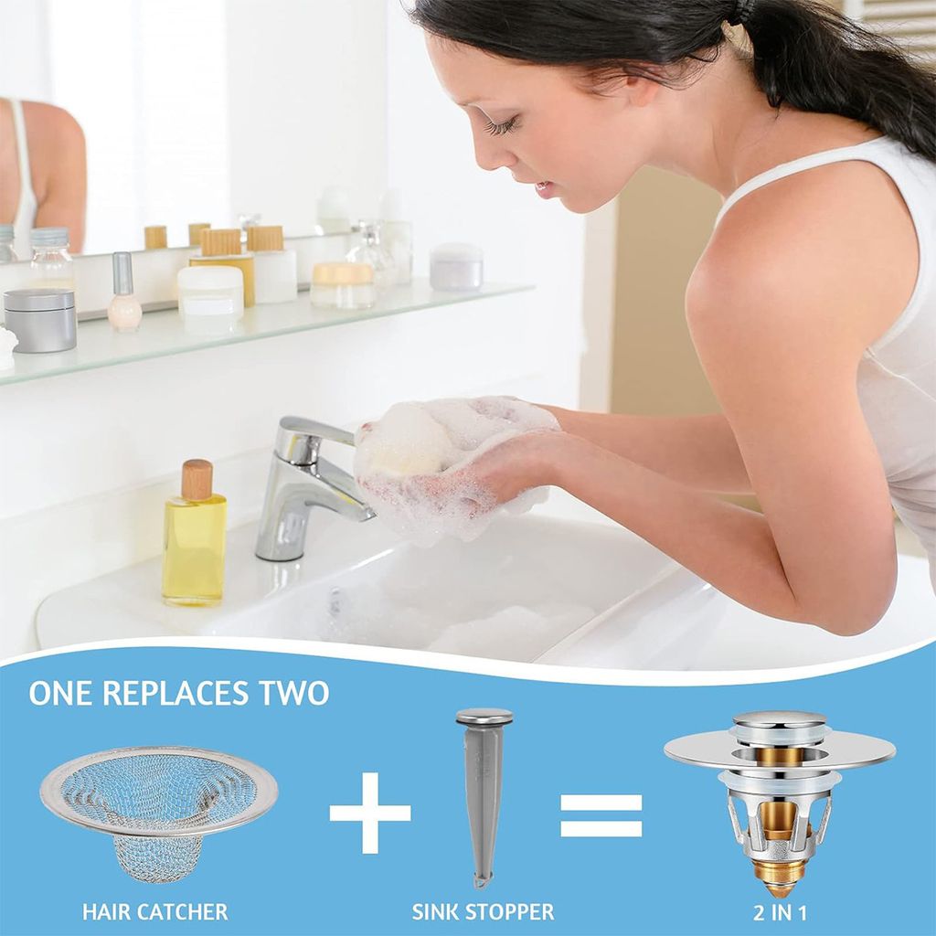 Tappo per lavandino (2 pezzi), tappo universale per vasca da bagno