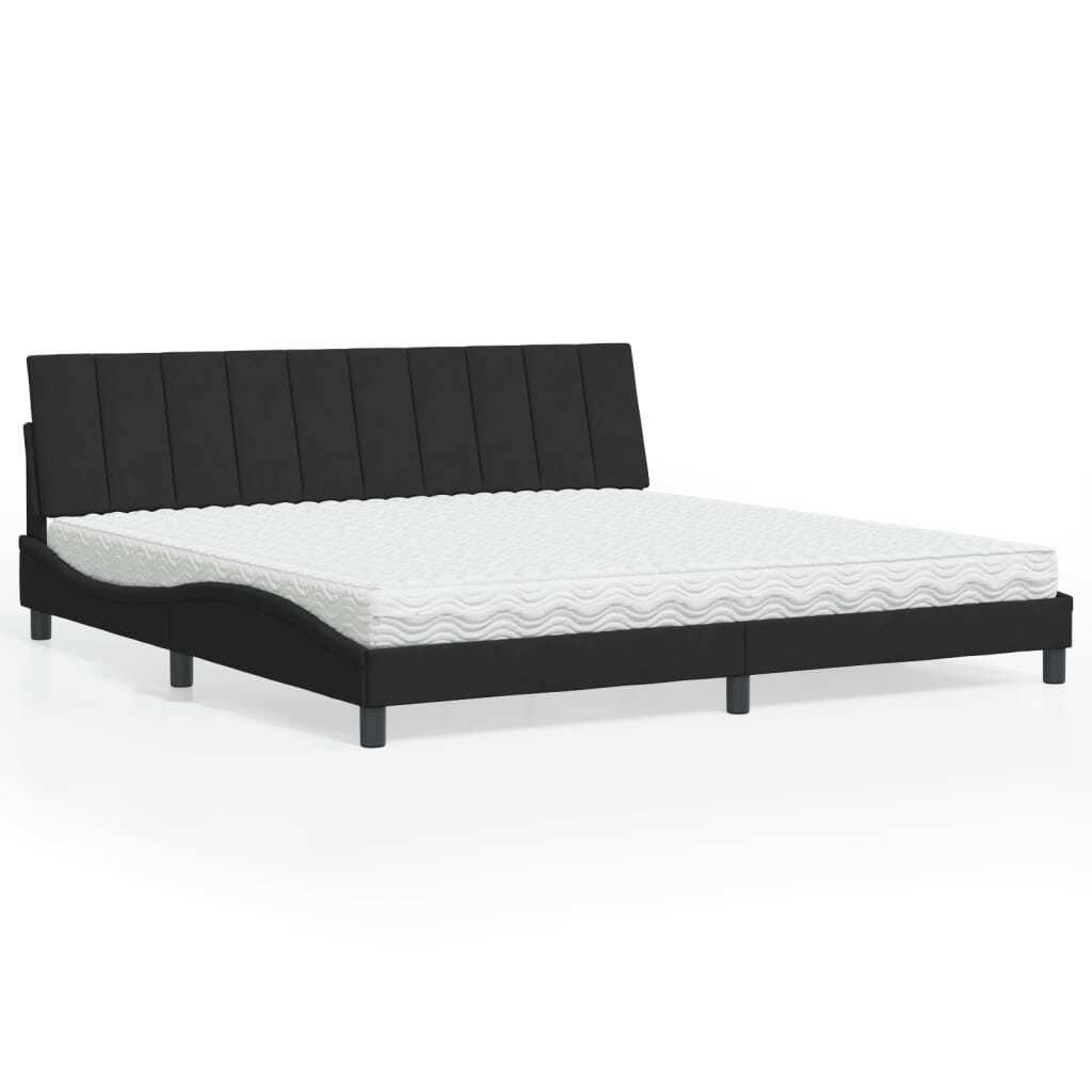 "2026 Promotion" Bett mit Matratze - "Hanko" Schwarz - 200x200 cm - Samt - Polsterbett CC11398