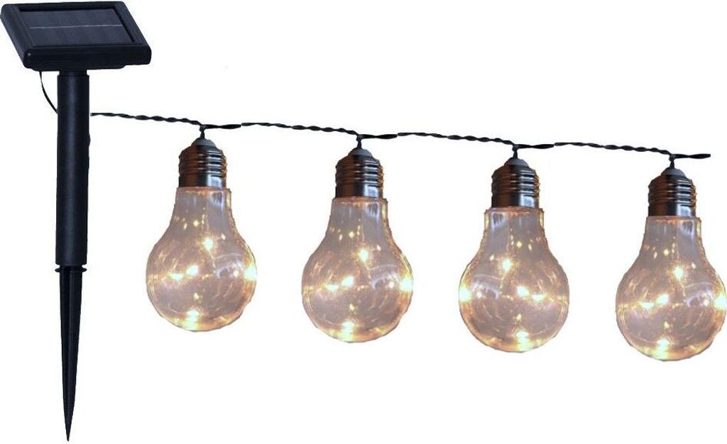Solar LED Lichterkette "Mini-Bulby" klar 10 Kunststoff Birnen 190cm 1018