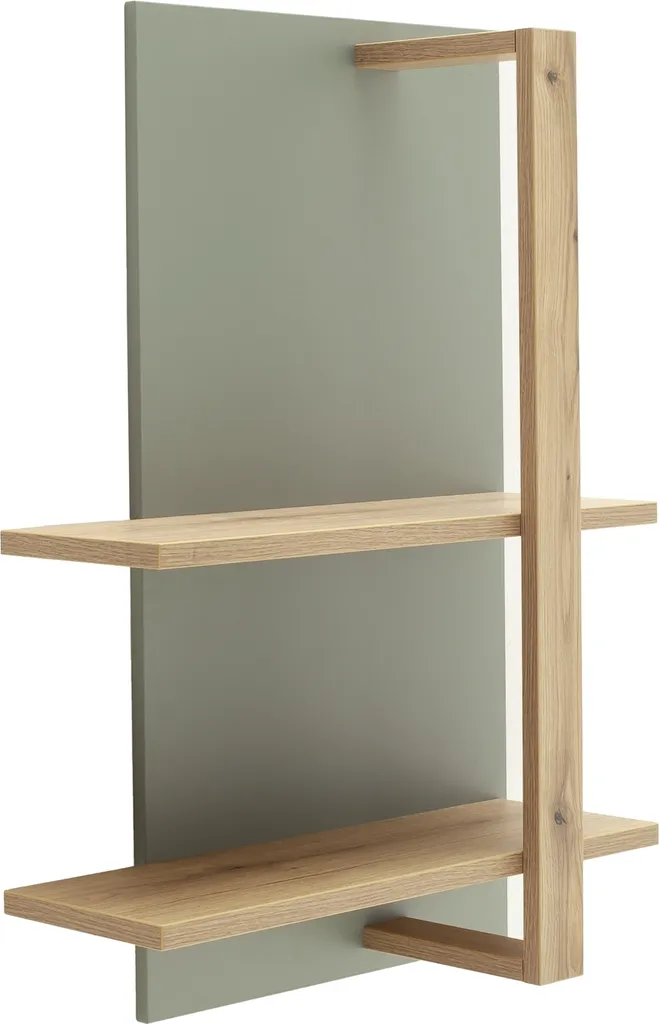 Wandboard MONIZ pour salon ou bureau - Rangement mural vert et chêne