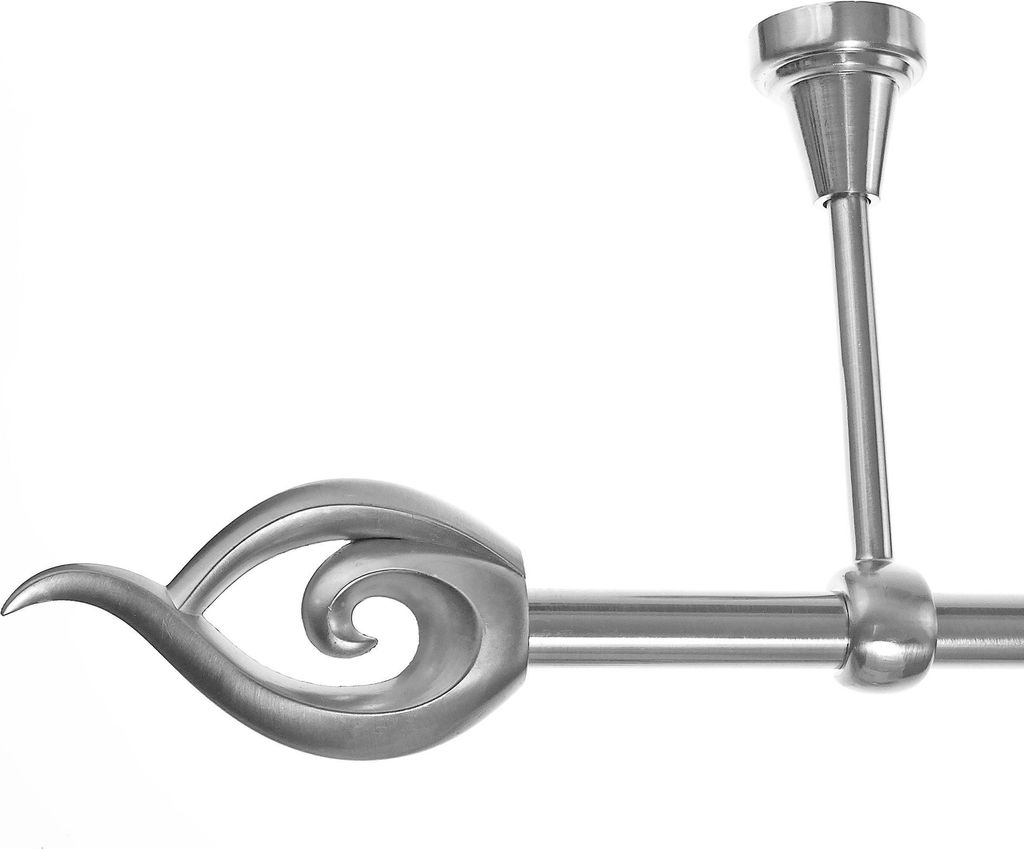 Gardinenstange mit Deckenhalterung I Metall Edelstahl Look Ø 16mm I 1-läufig D14