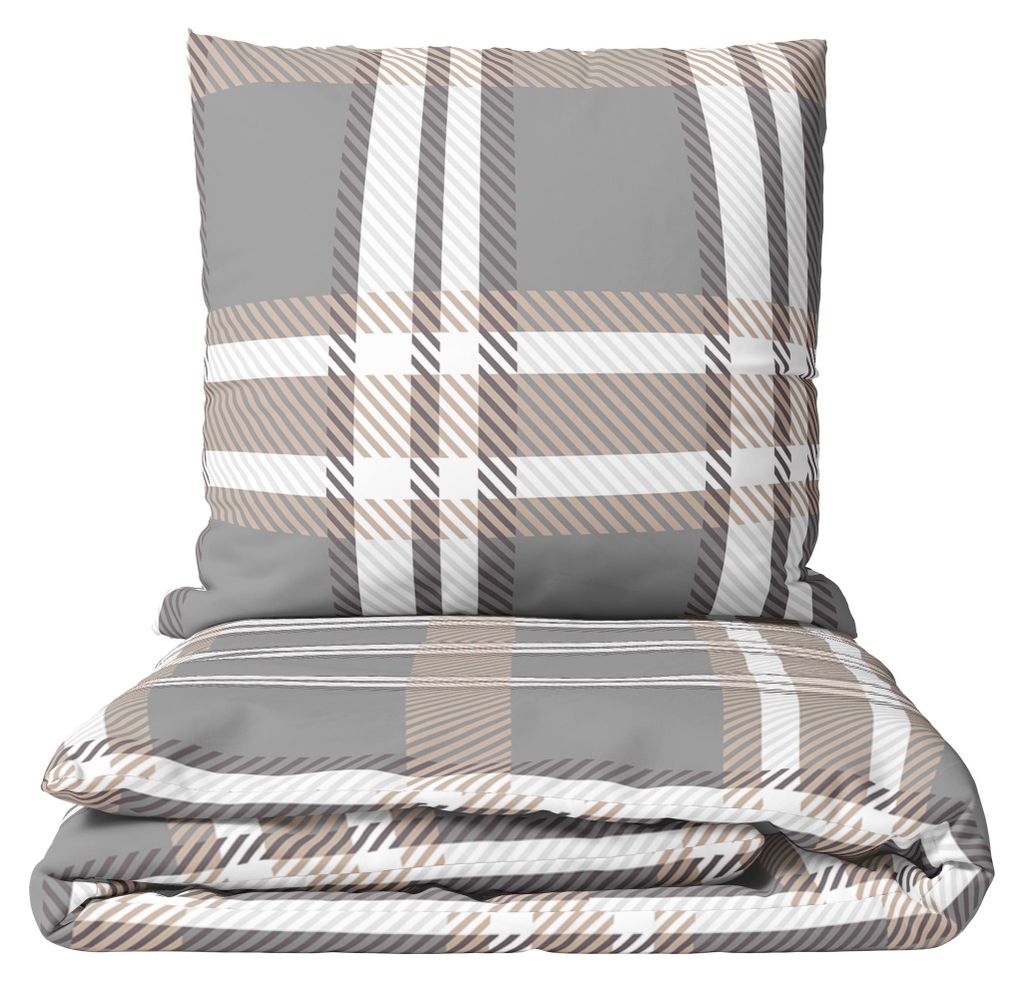 Winter Bettwäsche Thermofleece 200x200 cm Grau Beige Produktbild 