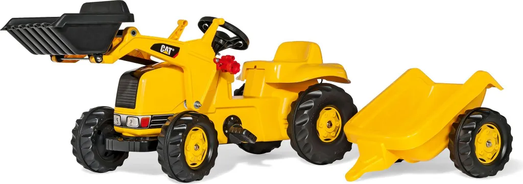Tracteur à pédales CAT pour enfant : jouet de jardin avec remorque