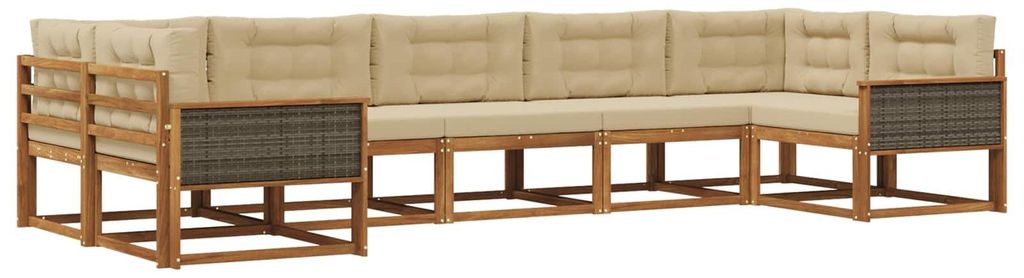 vidaXL Outdoor-Sofagarnitur mit Kissen 7 pcs Natur und Beige