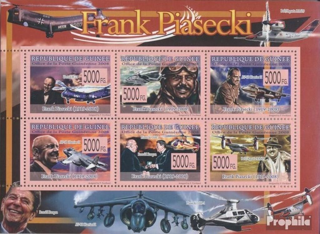 Briefmarken Guinea 2008 Mi 5887-5892 Kleinbogen (kompl. Produktbild 