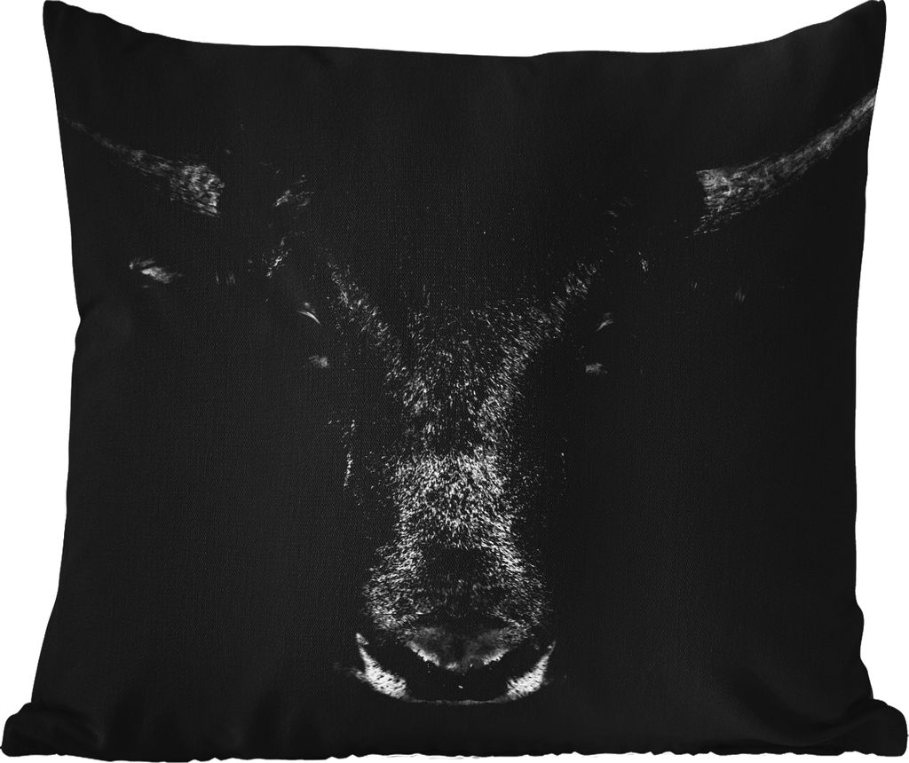 MuchoWow Outdoor Kissen - Taurus - Tiere - Schwarz - Weiß - 60x60 cm - Wetterfest - Lounge Kissen - Dekoration - Schlaf Kissen