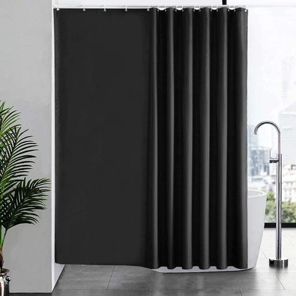 Rideau de douche imperméable noir 240x180 cm avec tissu antibactérien