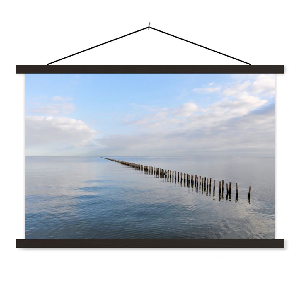 MuchoWow Textilposter Nordsee - Wolken - Wasser 60x40 cm mit schwarzem Rahmen - Hölzernes