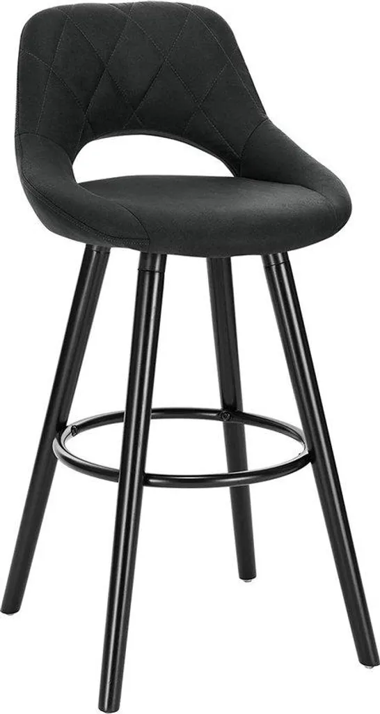 Tabouret de bar haut stable et confortable - Assise tissu noir bois