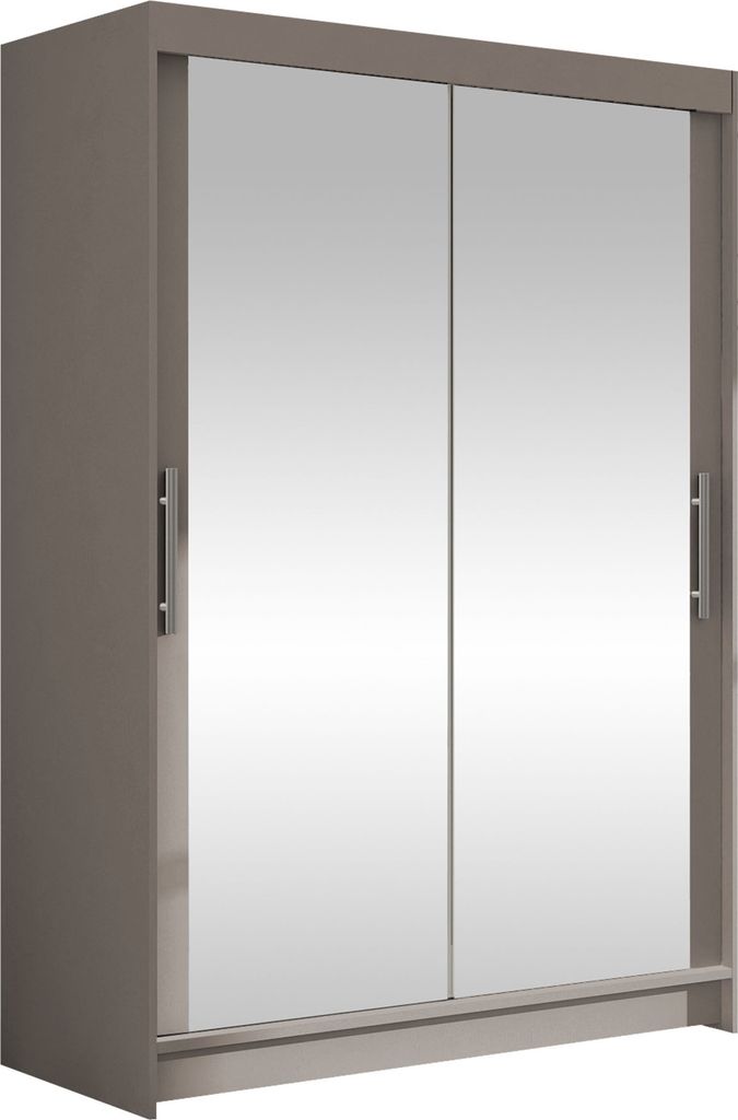 MIRJAN24 Schiebetürenschrank Miami VII, Stilvoll Schlafzimmer Kleiderschrank, Garderobe (Farbe: Cashmere, ohne Beleuchtung)