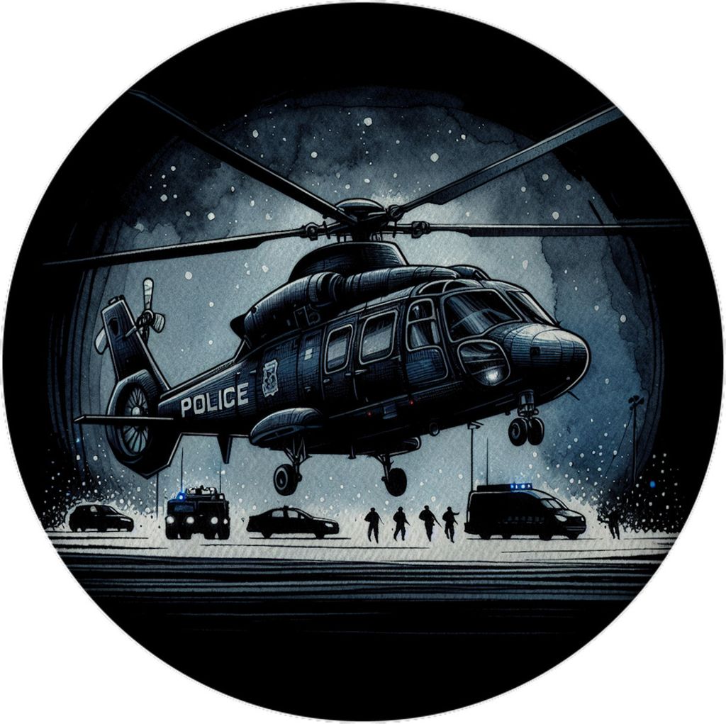 Polizeihubschrauber Magnet rund