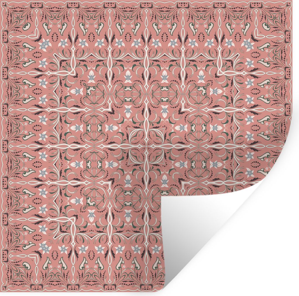 MuchoWow Wandtattoo Wandsticker Wandaufkleber Muster - Teppiche - Rosa 50x50 cm Selbstklebend und Repositionierbar - Selbstklebend - Fototapeten