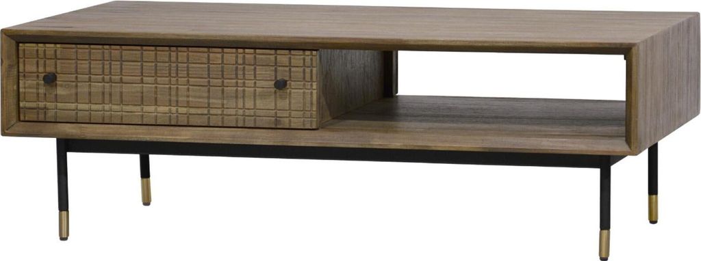 FURNLUX Couchtisch Labyrinth Braun Und Gold Und Schwarz 120cm / Hauptfarbe: Braun / Abmessungen: 120 x 40 x 60 cm