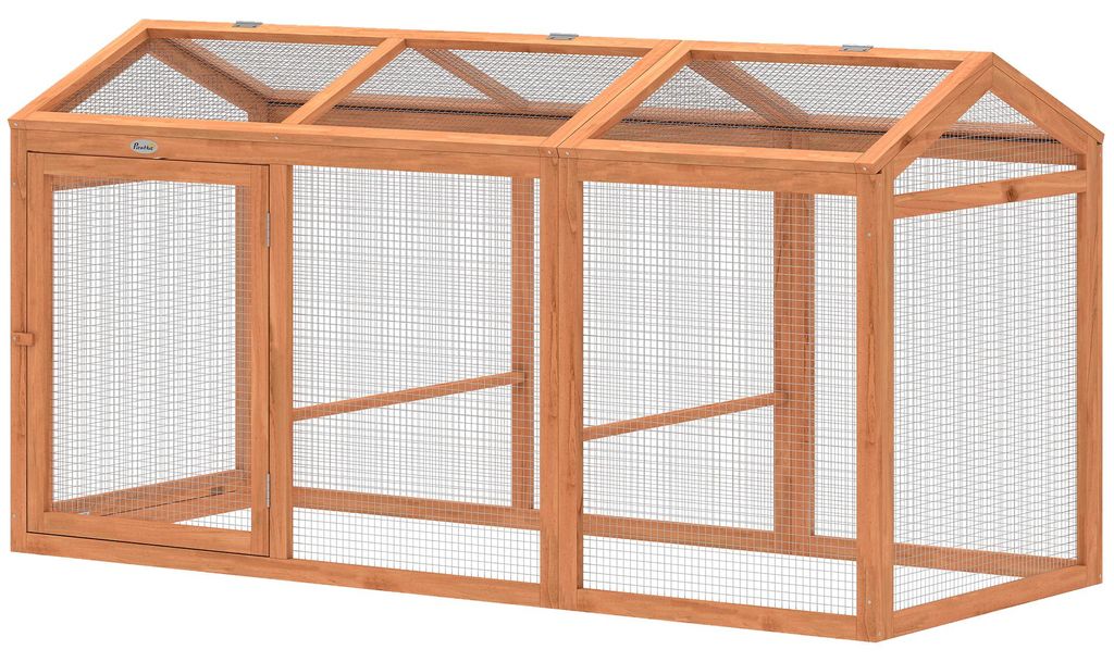PawHut kippenhok, 156 x 70,5 x 84 cm, met ren, zitstok en Productafbeelding 