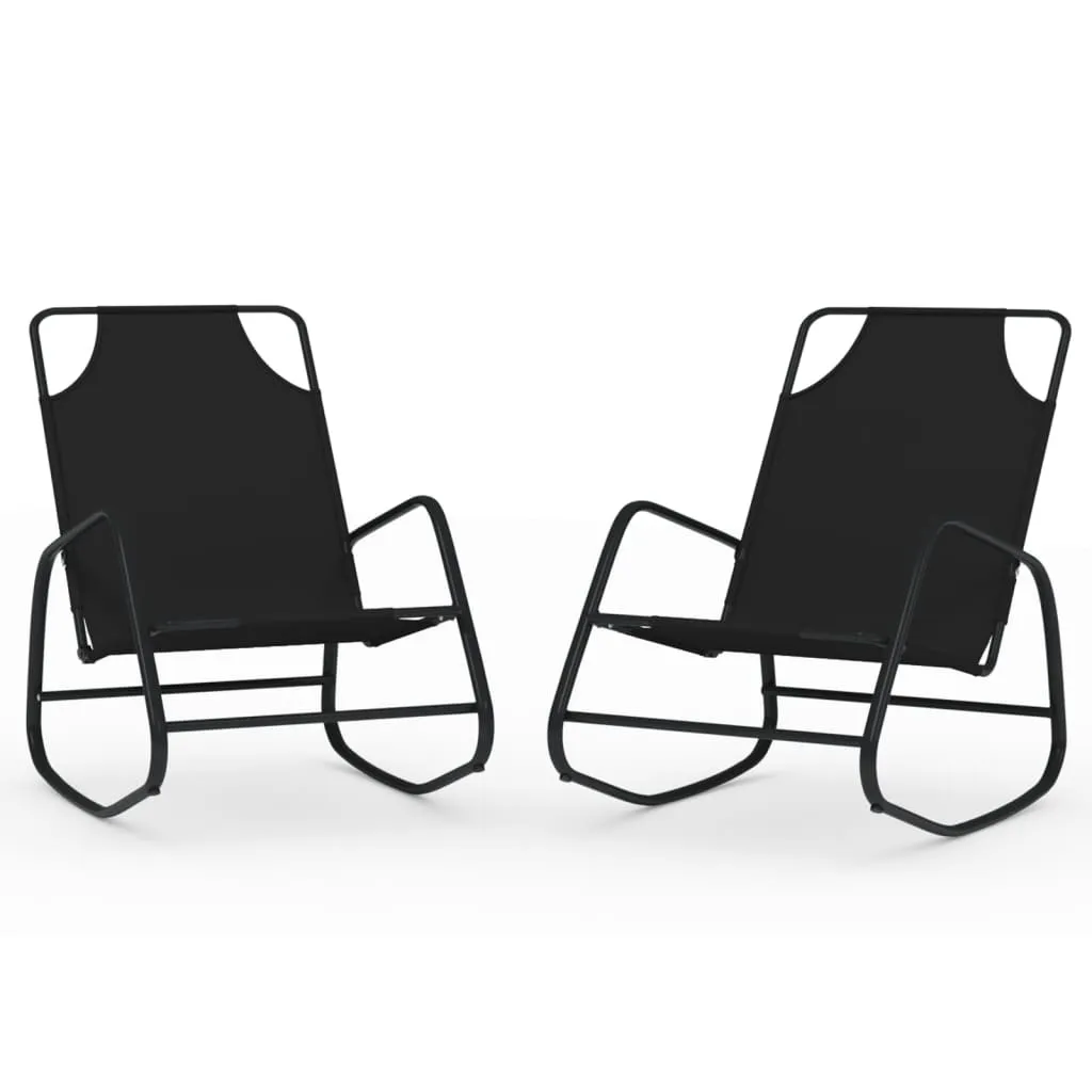 Coppia Sdraio a Dondolo Outdoor Nere | Acciaio e Textilene Ergonomico