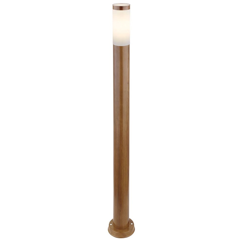 Stehleuchte, Außen, Edelstahl, Holz-Optik, H 110 cm