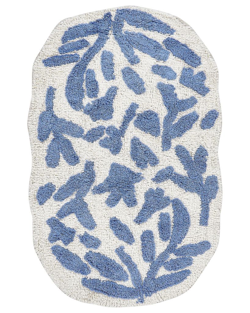 BELIANI Badematte Blau Baumwolle 60 x 90 cm Asymmetrisch Produktbild 