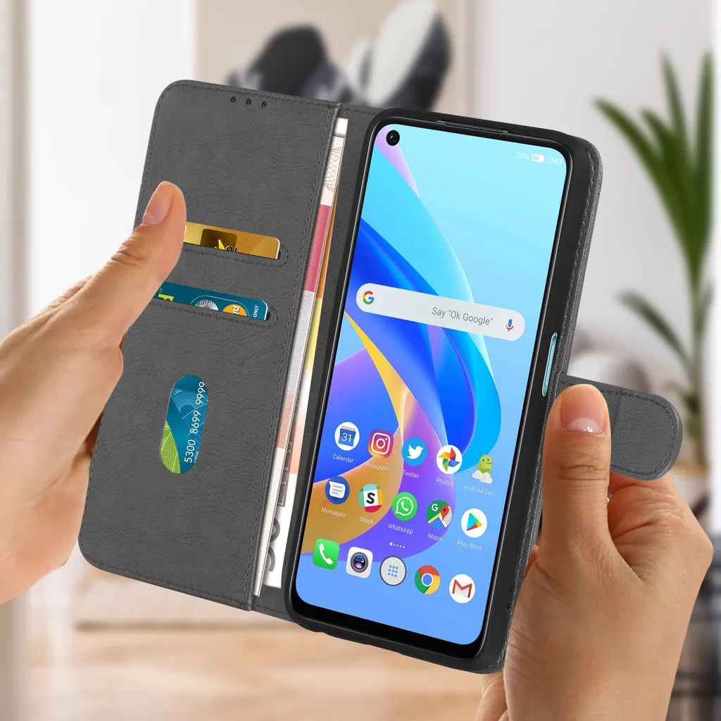Custodia Business Grigia per Oppo A96 / A76 | Realme 9i Stand Case - 3