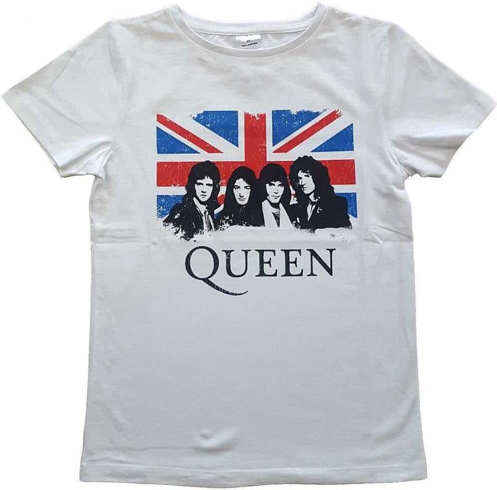 Queen - Vintage Union Jack Kids 9-10 Jahre T-Shirt - Weiß Produktbild 