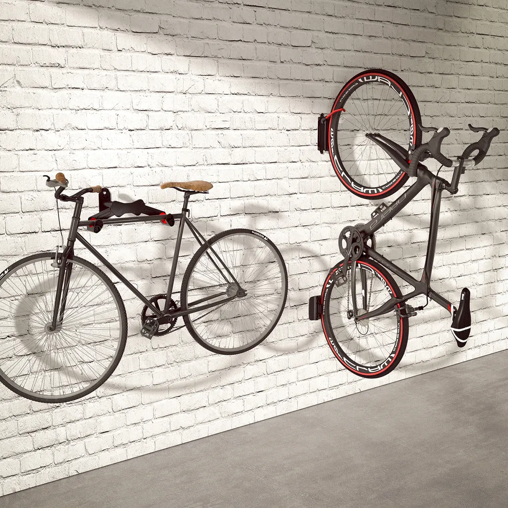 Maclean MC-457 Support Mural Vélo Horizontal avec Crochets de Rangement - 3