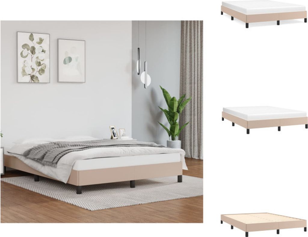vidaXL Bettgestell Cappuccino-Braun 140x200 cm Kunstleder - Betten & Bettgestelle