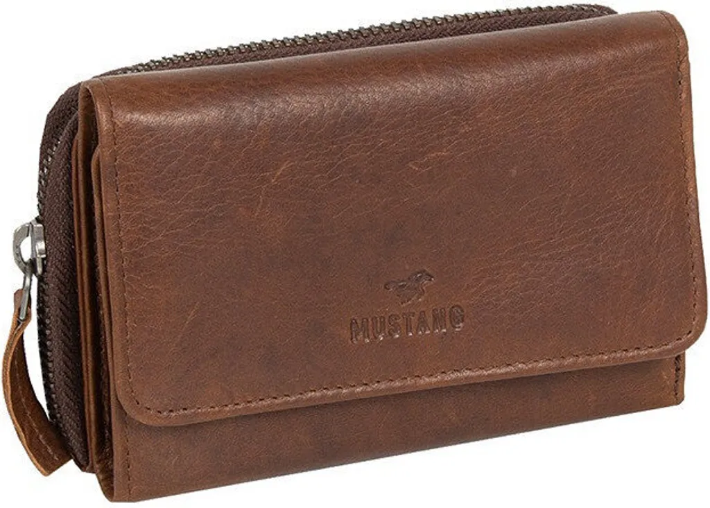Porte-monnaie MUSTANG Como Heze Wallet en cuir Cognac marron clair