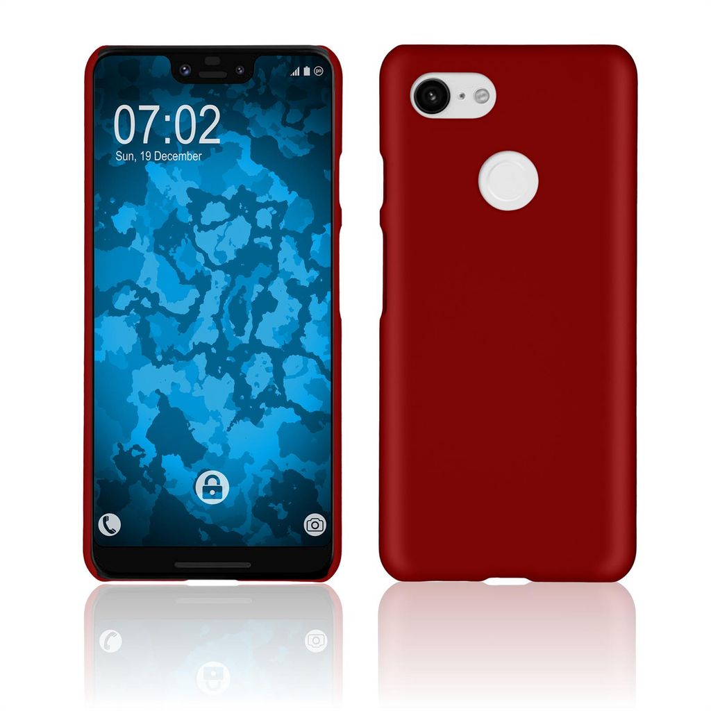 PhoneNatic Case kompatibel mit Google Pixel 3 XL - Hülle rot gummiert Hard-case Cover