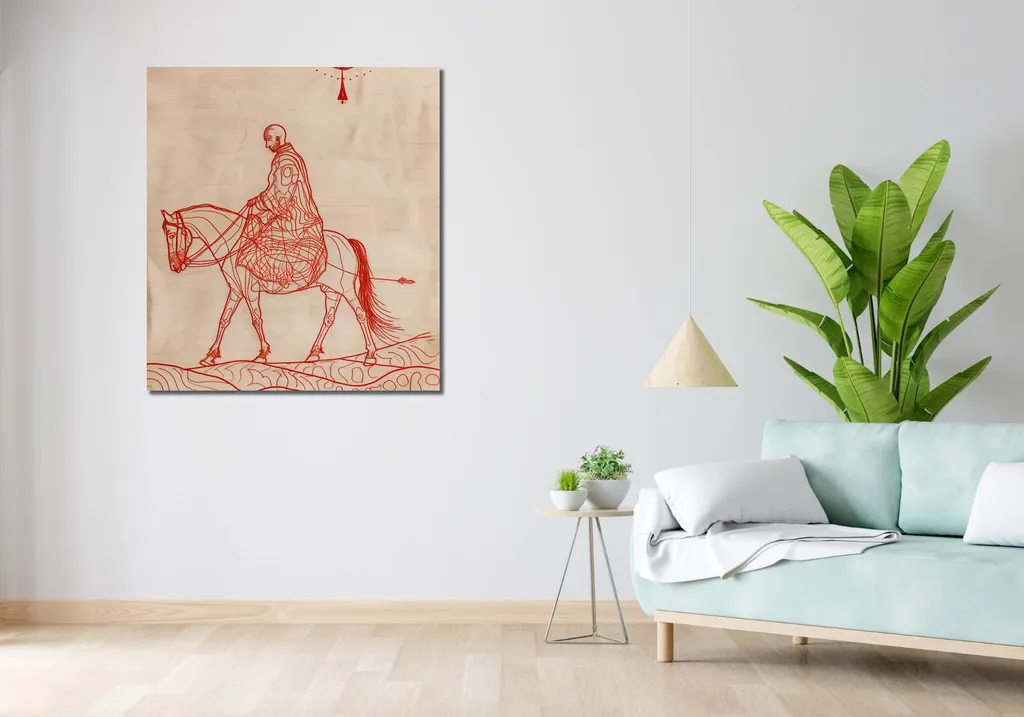 Quadro 90x100 cm Cavaliere e Cavallo Schizzi - Arte Moderna per Interni - 2