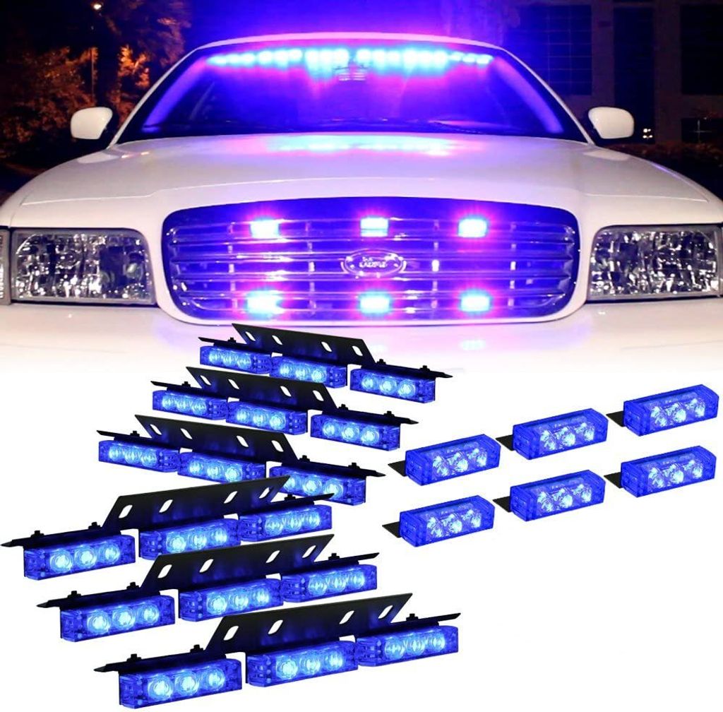 Amber 54 Leds Grille Deck Visor Dash Emergency Strobe Lichter für LKW Bausicherheit Fahrzeuge 6 blaue Lichter